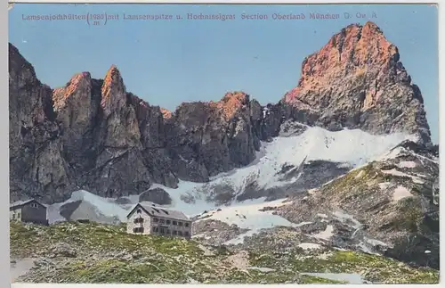 (42411) AK Lamsenjochhütte, Lamsenspitze, Hochnisslgrat, um 1910