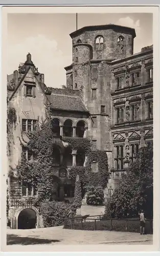 (42352) Foto AK Heidelberg, Schloss, Glockenturm, Gläs. Saalbau 1938