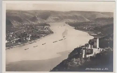 (42350) Foto AK Koblenz, Schloss Stolzenfels, Rhein, Lastkähne, vor 1945