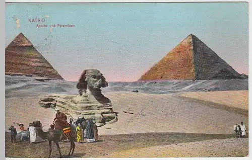 (42347) AK Gizeh, Sphinx, Cheops- und Chephrenpyramide 1910