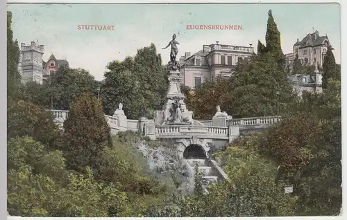 (42340) AK Stuttgart, Eugensbrunnen 1912