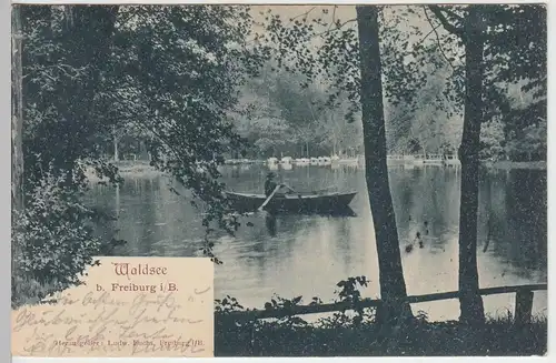 (42095) AK Freiburg im Breisgau, Waldsee, Ruderboot 1904