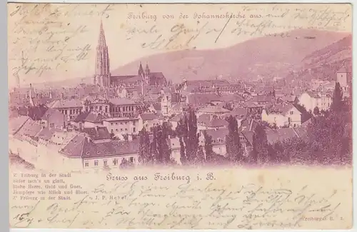 (42088) AK Gruß aus Freiburg im Breisgau, von d. Johanniskirche 1900