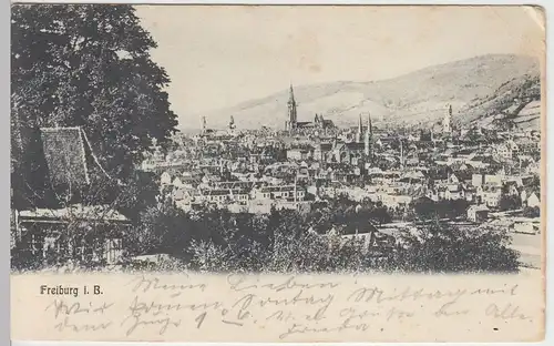 (42086) AK Freiburg im Breisgau, Panorama 1904