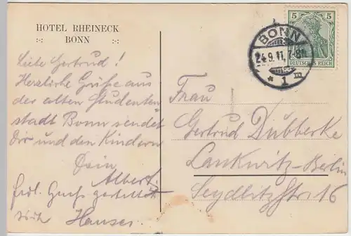 (42027) AK Bonn, Rheinanlagen, Rheinbrücke, Hotel Rheineck 1911