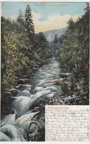 (41771) AK Schwarzatal, Partie a.d. steinernen Brücke, 1905