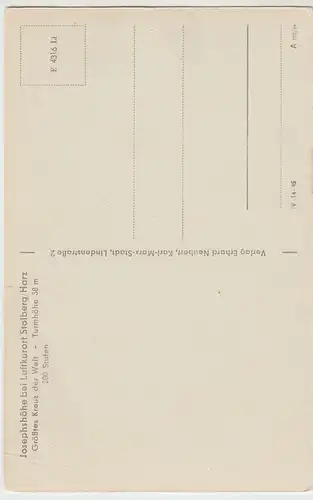 (41770) AK Josephshöhe b. Stolberg, Aussichtsturm, 1954