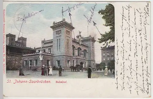 (41672) AK Saarbrücken, Bahnhof St. Johann, 1906