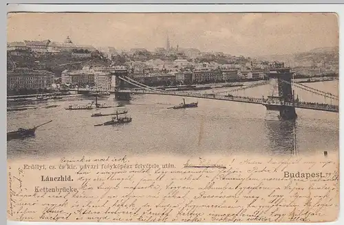 (41453) AK Budapest, Lánczhid, Kettenbrücke, 1899