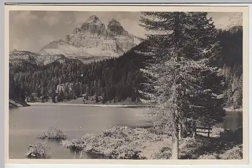 (41410) Foto AK Dolomiten, Misurinasee gg. Drei Zinnen, vor 1945
