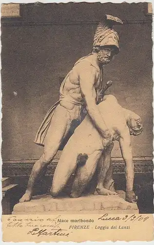 (41396) AK Skulptur Sterbender Ajax i. Firenze, Loggia dei Lanzi, 1909