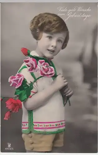 (41275) Foto AK Glückwunsch z. Geburtstag, Mädchen m. Rosen, 1929