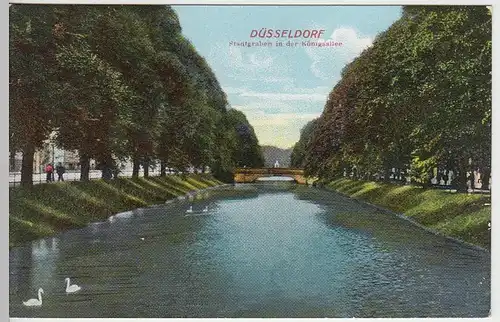 (41170) AK Düsseldorf, Stadtgraben i.d. Königsallee, vor 1945