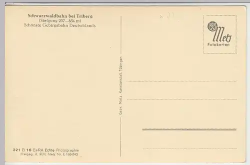 (41144) Foto AK Triberg, Schwarzwaldbahn, 1933-45