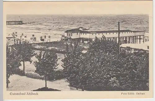 (41112) AK Osteebad Ahlbeck, Blick zum Strand, vor 1945