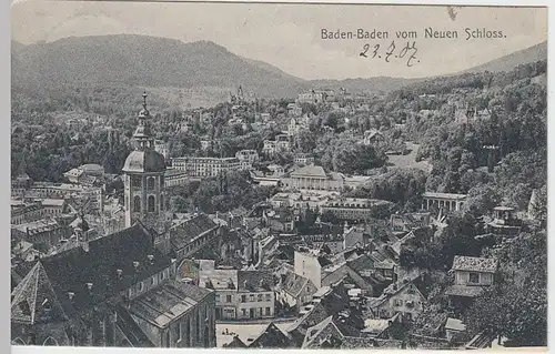 (41093) AK Baden-Baden, Totale vom neuen Schloss gesehen, 1907