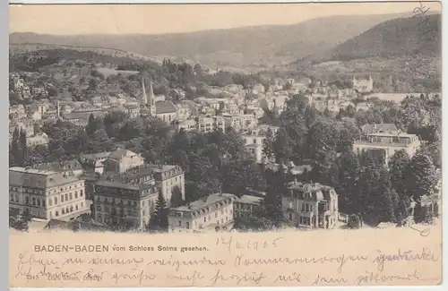 (41091) AK Baden-Baden, Totale vom Schloss Solms gesehen, 1905