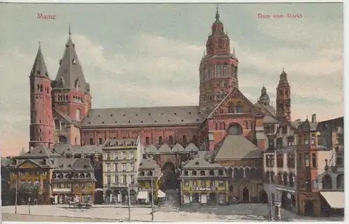 (41085) AK Mainz, Dom, vom Markt aus gesehen, 1909