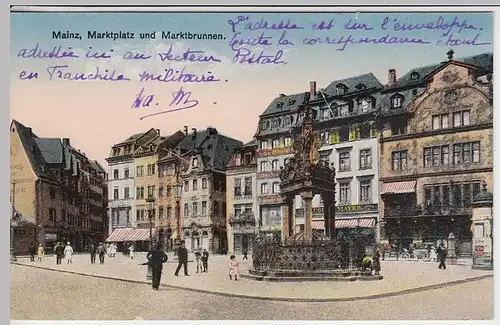 (41083) AK Mainz, Marktplatz u. Marktbrunnen, 1929