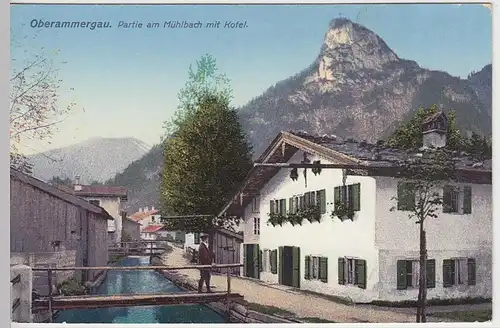 (41037) AK Oberammergau, Partie am Mühlbach m. Kofel, vor 1945