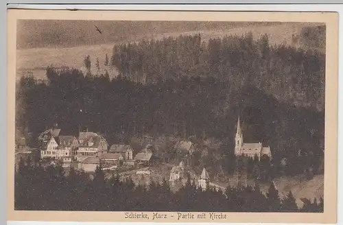 (41002) AK Schierke (Harz), Partie mit Kirche, 1925
