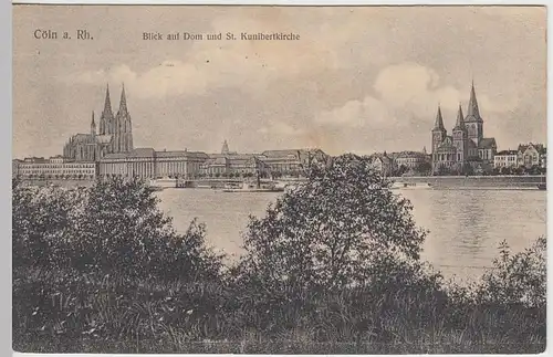 (40921) AK Köln, Blick a. Dom u. St. Kunibertkirche, Feldpost 1916