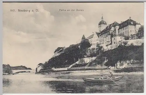 (40811) AK Neuburg a.D., Partie an der Donau, 1918