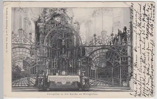 (40717) AK Weingarten, Chorgitter i.d. Kirche, 1908