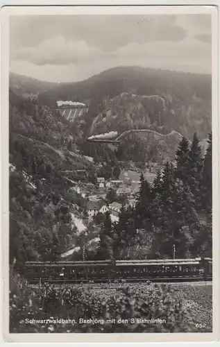 (40705) Foto AK Schwarzwaldbahn, Bachjörg m.d. drei Bahnlinien, 1939