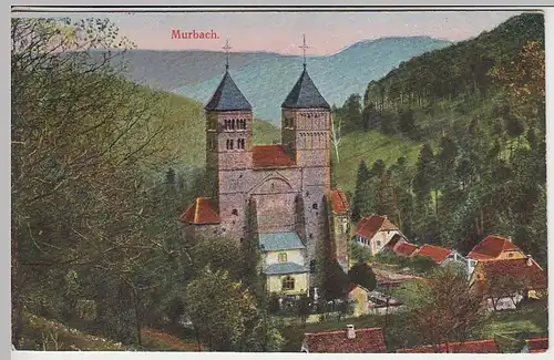 (40683) AK Murbach, Blick zur Klosterkirche, 1917