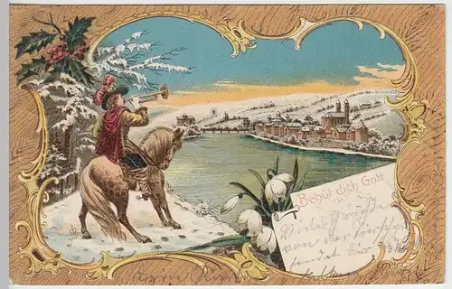 (40625) AK Bad Säckingen, Litho m. Trompeter -Behüt dich Gott!-, 1900