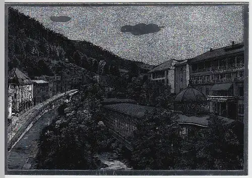 (40613) AK Wildbad, Olgastraße u. alte Trinkhalle, Silber/Schwarz-Druck