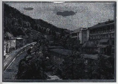 (40607) AK Wildbad, Olgastraße u. alte Trinkhalle, Silber/Schwarz-Druck