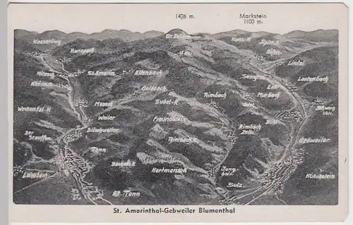 (40582) AK Übersichtskarte St.Amarinthal-Gebweiler, Blumenthal, vor 1945