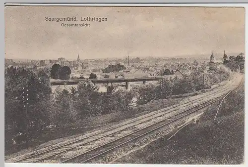 (40581) AK Saargemünd, Gesamtansicht, Feldpost 1917