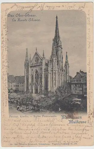 (40570) AK Mulhouse, Mühlhausen, Protestantische Kirche, 1901