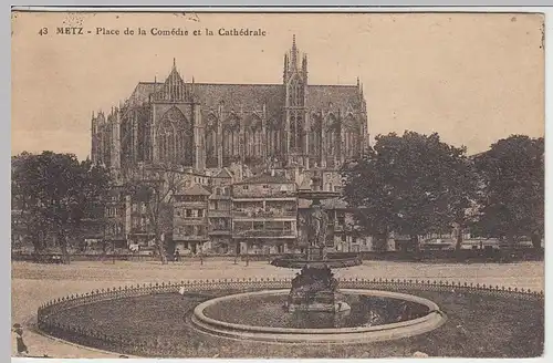 (40545) AK Metz, Comédie-Platz m. Kathedrale, 1926