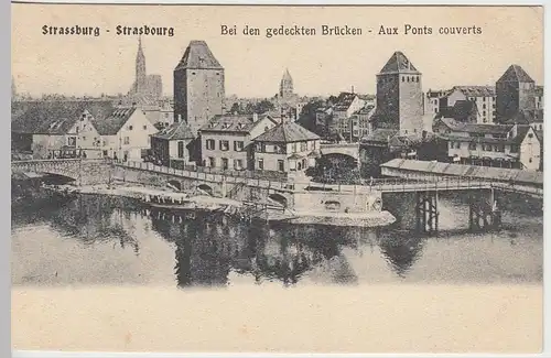 (40460) AK Straßburg, Strasbourg, bei den gedeckten Brücken, um 1900