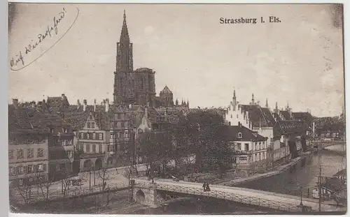 (40459) AK Straßburg, Strasbourg, Blick zum Münster, Feldpost 1918