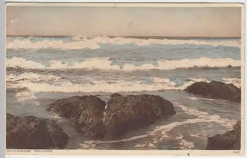 (40430) AK Woolacombe, Wellenbrecher, 1929