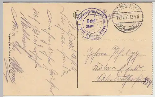 (40395) AK Namur-Citadelle, Le Tienne des Biches, Feldpost 1916