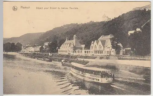(40394) AK Namur, Touristenboot startet nach Dinant, Feldpost 1916