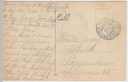 (40391) AK Lille, La Préfecture, Feldpost 1915