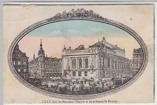 (40389) AK Lille, Neues Theater u. Neue Börse, Feldpost 1916