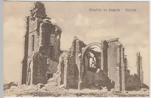 (40357) AK 1.WK Riaville en Voevre, zerstörte Kirche, Feldpost 1916