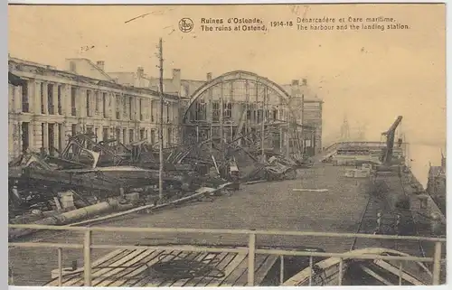 (40336) AK Oostende, zerstörter Hafen, 1.WK, 1919