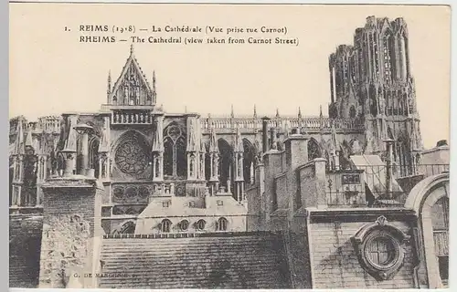 (40315) AK 1.WK Reims, zerstörte Kathedrale, 1918