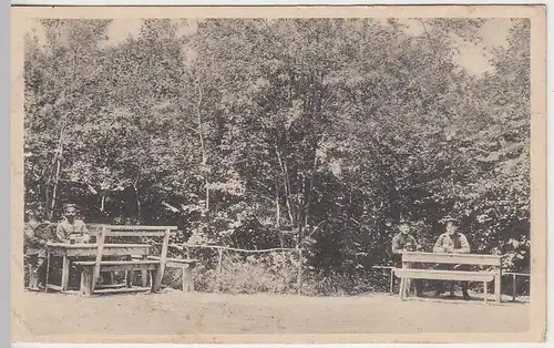 (40284) AK 1.WK "Waldschänke", Soldaten im Biergarten, Feldpost 1916