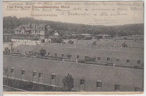 (40282) AK Bitsch, Truppenübnungsplatz m. Garnisonsverwaltung, 1915
