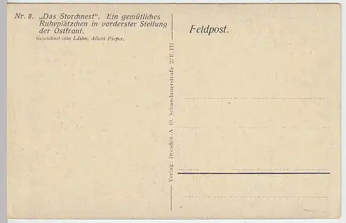 (40260) Künstler AK A.Pieper: Das Storchnest, Patriotika, Feldpostkarte 1914-18